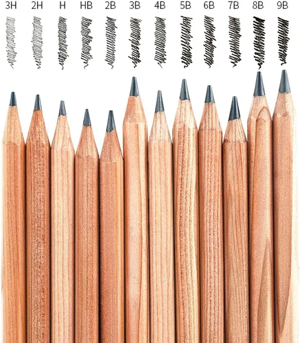 Miniatura 3 de Juego de lápices de dibujo para artistas, 12 piezas, lápices de dibujo 3H, 2H, H, HB, 2B, 3B, 4B, 5B, 6B, 7B, 8B, 9B, 9B