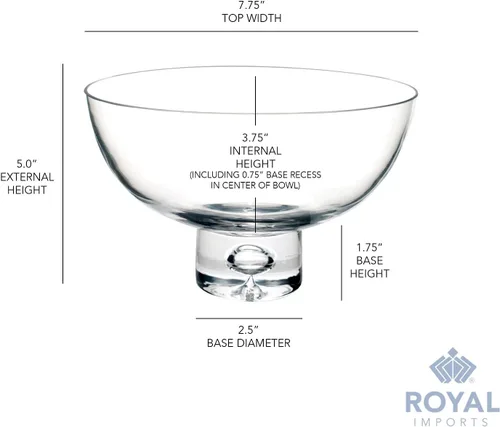 Miniatura 3 de Royal Imports Jarrón de cristal decorativo para el hogar o la boda, frutero de tallo corto de 8 pulgadas, redondo, 5 pulgadas de alto, transparente