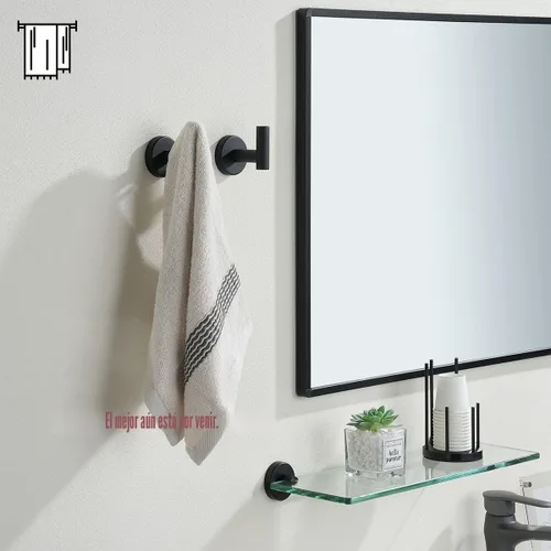 Miniatura 3 de JQK TH100-PB-P2 - Gancho negro para toallas de baño, cocina, garaje, montaje en la pared (paquete de 2), acero inoxidable 304 negro mate, TH100-PB-P2