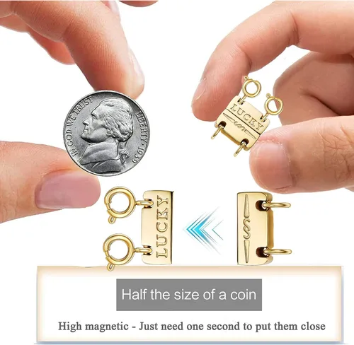 Miniatura 4 de Collar con cierre de capas para mujer, separadores de joyería de oro de 18 quilates y plata, cierre magnético de collar múltiple para mujer