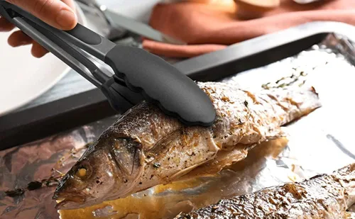 Miniatura 6 de Pinzas para servir, pinzas de cocina resistentes al calor, pinzas de cocina de acero inoxidable de alta calidad con puntas de silicona, pinzas