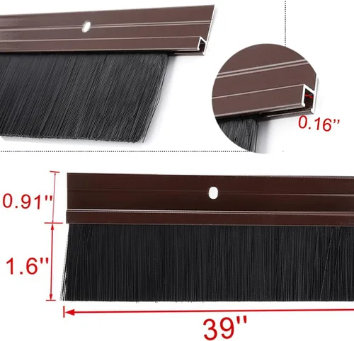 Miniatura 2 de Barrido inferior del cepillo de puerta (2.5 pulgadas de ancho x 36.5 pulgadas de largo) con soporte de aleación de aluminio marrón en forma de H