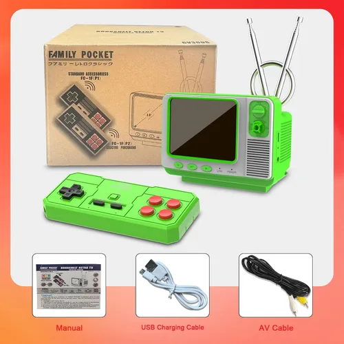 Miniatura 7 de EASEGMER Consola de juegos de mano retro con 168 juegos clásicos, estilo mini TV, pantalla de 3.0 pulgadas, salida AV, soporte para 2 jugadores