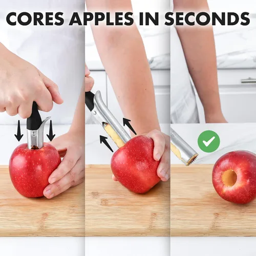 Miniatura 4 de Zulay Kitchen Herramienta Premium para Descorazonar Manzanas - Hojas Ultra Afiladas de Acero Inoxidable y Serradas para Descorazonar Fácilmente