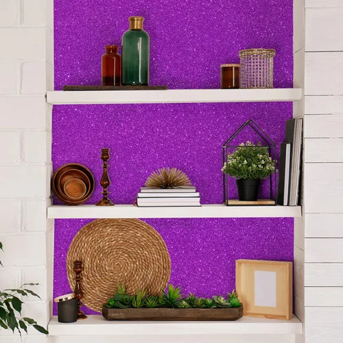 Miniatura 7 de VEELIKE Papel tapiz con purpurina púrpura brillante, para pegar y despegar, papel de contacto con purpurina extraíble de 15.7 x 354 pulgadas