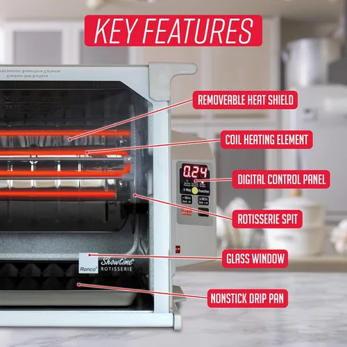 Miniatura 4 de Ronco ST5000PLAT Asador Rotatorio Digital Showtime, Edición Platino, Cocina los Alimentos Perfectamente Cada Vez, 3 Modos de Cocción: Asar, Sellar