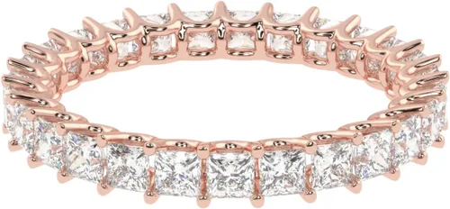 Miniatura 3 de Anillo de boda de princesa de moissanita de 14 quilates, tono oro blanco, rosa, amarillo, anillo de boda de eternidad completa, 2.00 quilates, corte