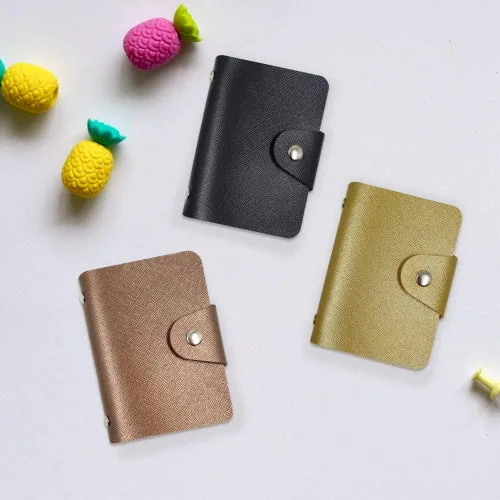 Miniatura 2 de Modixun 4 soportes para tarjetas de crédito, organizador de cuero para tarjetas de visita con 24 ranuras para tarjetas, protector de tarjetas