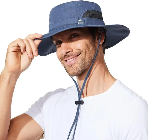 Miniatura 16 de Sombrero de pesca para hombre, sombrero de sol de ala ancha, protección UV SPF XL, XXL, tamaño grande, cabeza grande, senderismo, playa, safari