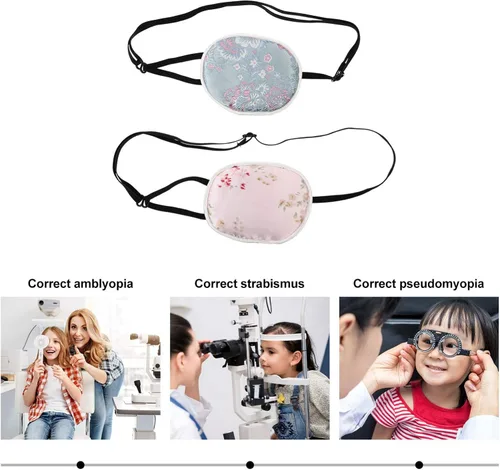 Miniatura 8 de EXCEART 2 parches ajustables de seda para un ojo, corrección de estrabismo, parches para ojos para adultos para ojos derechos, parche para niños