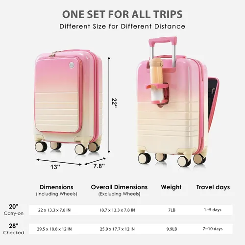 Miniatura 21 de Merax Juego de equipaje rígido ABS expandible de 3 piezas con rueda giratoria Maleta TSA Lock Suit Case, Negro -, Juego de 2 piezas, Equipaje