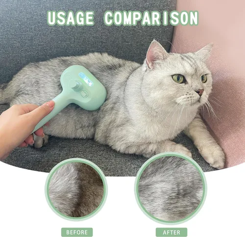 Miniatura 4 de Cepillo en aerosol para gatos para derramar – Cepillo de agua para gatos y perros con vapor – Peine de depilación de mascotas con tanque de agua