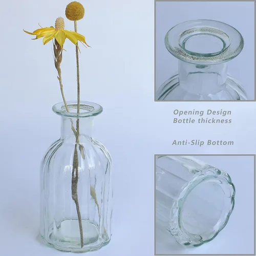 Miniatura 5 de 3 juegos de jarrones de vidrio transparente para flores, jarrón pequeño para decoración, jarrones a granel para centros de mesa, juego de jarrones