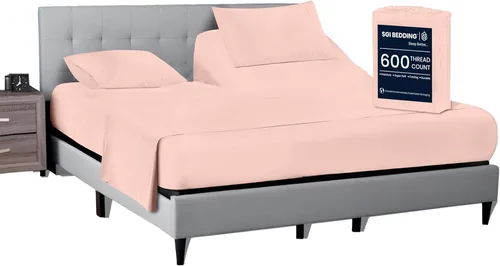 Miniatura 37 de SGI bedding Juego de sábanas King de 36 pulgadas, 100 % algodón egipcio, sábanas ajustables de 600 hilos, juego de sábanas ajustables de 4 piezas