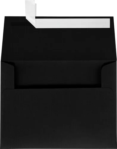 LUXPaper Sobres de invitación A7 | Despegar y prensar | 5 1/4 pulgadas x 7 1/4 pulgadas | Lino negro | Texto de 80 libras | 50 unidades
