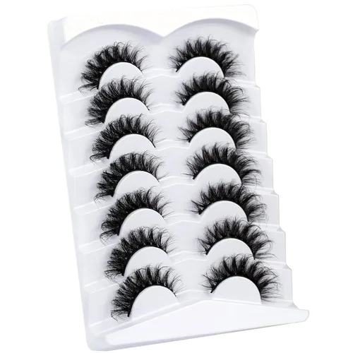 Miniatura 64 de Pooplunch - Pestañas postizas finas de visón sintético, estilo ojo de gato, naturales, cruzadas, tipo racimo, efecto 8D de volumen, tiras