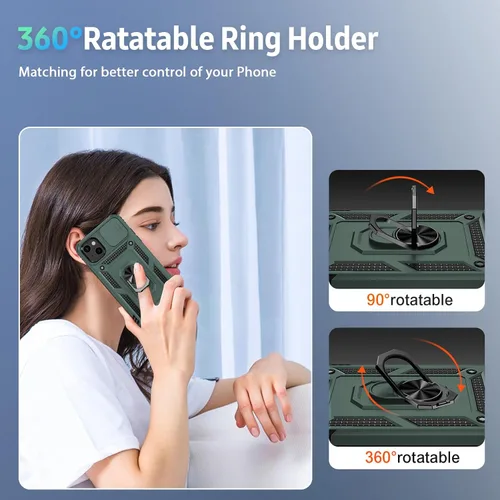 Miniatura 5 de Funda para iPhone 13 Mini con cubierta para lente de cámara, protector de pantalla HD, protección contra caídas de grado militar de 10 pies, soporte