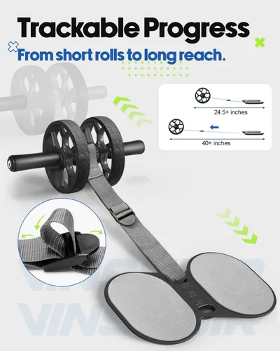 Miniatura 8 de VINSGUIR Ab Roller Wheel for Beginners to Pros, Ab Roller with Adjustable & Detachable Resistance Band, Core Workout Equipment for Home Gym