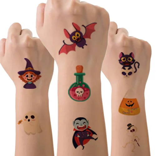LOMIMOS 120 tatuajes temporales de Halloween, calcomanías extraíbles impermeables para niños y adultos, recuerdos de fiesta, decoración de festivales