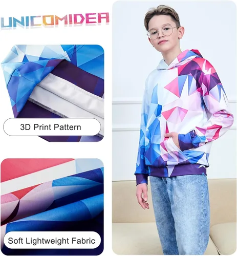 Miniatura 4 de UNICOMIDEA Boys Girls Hoodies Sweatshirts Kids 3D Print Pullover Hooded Fall Winter Clothes for 6-16T