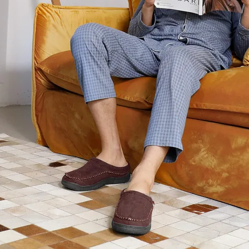 Miniatura 3 de Zigzagger - Pantuflas tipo mocasín para hombre, para interiores y exteriores, pantuflas cálidas, cómodas, mullidas y anchas