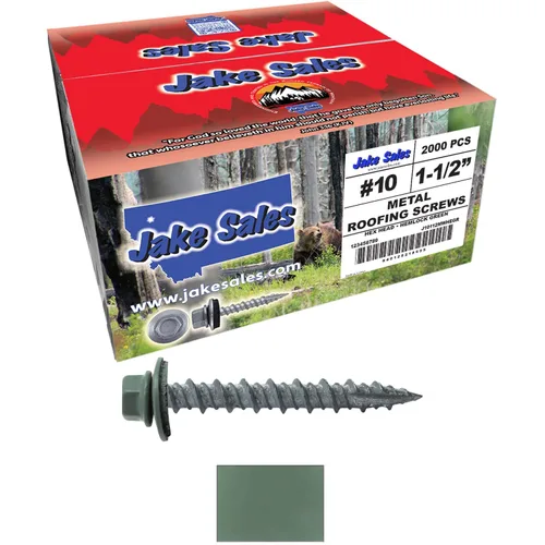 Miniatura 59 de 10 tornillos para techos de metal gris ABC de 1-1/2 pulgadas, cabezal de arandela hexagonal, arranque automático/roscado, arandela EPDM. 1 bolsa