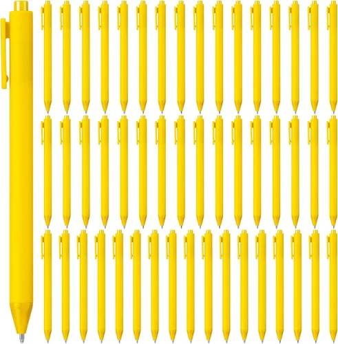 Miniatura 8 de 50 bolígrafos retráctiles a granel de 0.039 in, punta media, tinta negra, lindos bolígrafos de escritura suave, suministros escolares