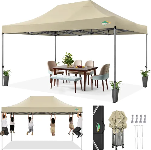 Miniatura 46 de COBIZI Toldo de 10 x 20 pies con paredes laterales, carpa de fiesta resistente para fiestas, bodas, tienda de campaña portátil plegable fácil