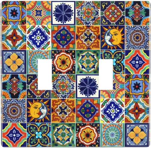 Miniatura 20 de Talavera - Azulejos mexicanos de una sola banda, placas de pared para decorar enchufes eléctricos, placa de interruptor, placa decorativa de pared