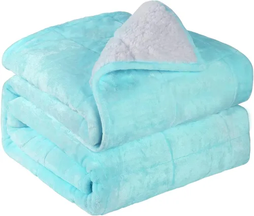 Miniatura 12 de Alomidds Manta con Peso para Adultos, Tamaño Twin 12 lbs Mantas con Peso, Manta Pesada con Forro Polar Suave y Brillante Reversible y Sherpa Cálido