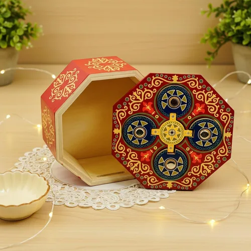 Miniatura 9 de Caja de rompecabezas mágica con giro secreto - Portamonedas y tarjeta de regalo en una caja de madera IQ con cerradura complicada y compartimentos