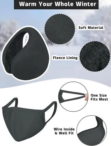 Miniatura 4 de Motarto Conjunto cálido de invierno, gorro de punto, bufanda y guantes calentadores de oídos, para hombres y mujeres, cubierta cálida para clima frío