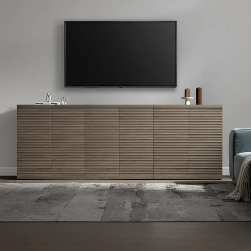 Miniatura 7 de SICOTAS Gabinete Buffet con Almacenamiento Aparador de Acento Credenza Moderna con Puertas y Estantes Consola de Medios Acanalada Mesa de Bar