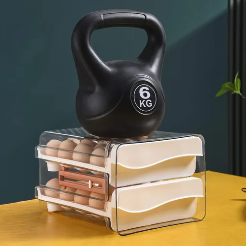 Miniatura 5 de Sooyee Soporte para 32 huevos para refrigerador con escala de tiempo, contenedor de huevos para refrigerador, contenedor/organizador/caja