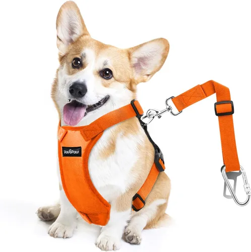 Miniatura 44 de VavoPaw cinturón de seguridad para perro, arnés de coche con peto de seguridad y hebilla ajustable para vehículo, cinturón de seguridad de nailon