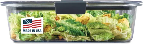 Contenedor de almacenamiento de alimentos Rubbermaid Brilliance, plástico sin BPA, Mini, 0,5 tazas, 4 unidades, transparente, Transparente