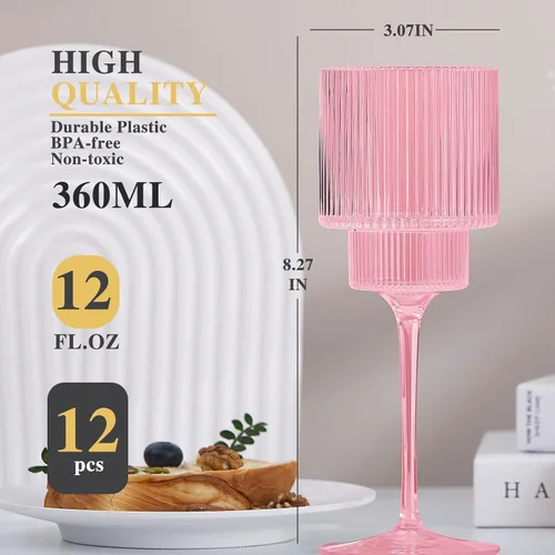 Miniatura 2 de Lueumxc Copas de vino de plástico – Copas de vino acrílicas de 12 onzas, Origami irrompible, vasos de cóctel de plástico transparente, reciclables