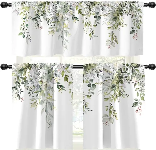 Miniatura 45 de Cortinas de cocina de estilo granja occidental con bolsillo para cortinero, pequeñas y cortas, estilo café rústico, cabaña, puerta de granero