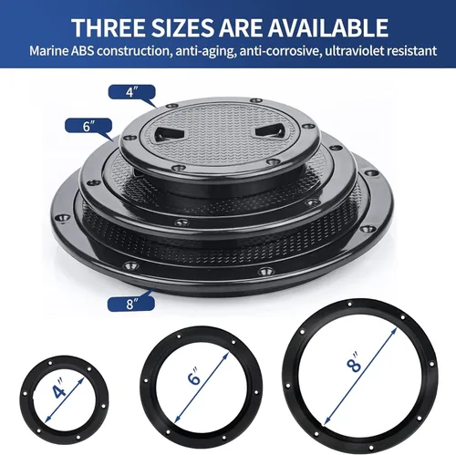 Miniatura 2 de Smartmarine - Escotilla de inspección redonda antideslizante de 4 pulgadas, 6 pulgadas, 8 pulgadas, con cubierta desmontable para yate marino