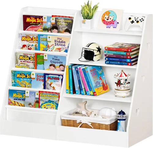 Miniatura 10 de Lerliuo Estantería y Organizador de Almacenamiento para Niños de 4 Niveles, Estantería Inclinada de Cinco Capas para Niños, Estante de Libros