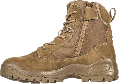 Miniatura 3 de 5.11 Botas tácticas de 6 pulgadas para hombre, ATAC 2.0 con cremallera lateral, botas de trabajo de senderismo marrones, coyote oscuro
