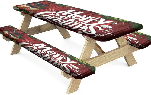 Miniatura 31 de Mantel ajustable para mesa y banco de pícnic de Halloween, diseño de fantasma, impermeable, 28 x 72 pulgadas, juego de 3 piezas, mantel ajustable al