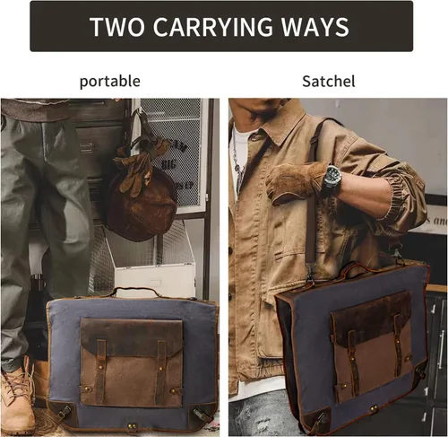 Miniatura 7 de Bolsa de equipaje de lona encerada con correa para el hombro para el trabajo y los negocios, gris