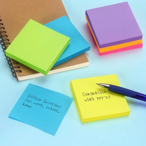 Miniatura 4 de Early Buy Notas adhesivas 6 colores brillantes, 12 blocs de notas autoadhesivas de 3 x 3 pulgadas, 100 hojas/bloc