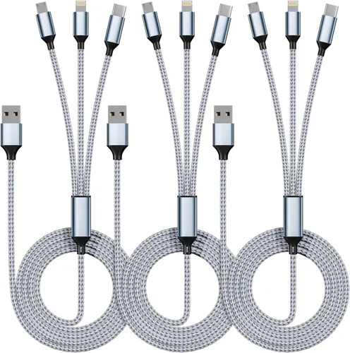 Miniatura 10 de Cable de Carga 4 en 1 de Carga Rápida de 65W, Cable USB C 4 en 1 Cable de Carga Múltiple USB con Chip E-Mark, Cable Cargador Múltiple para iPhone