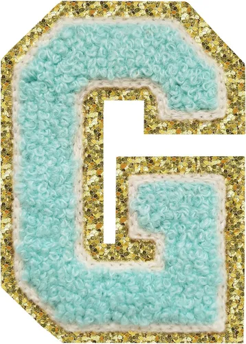 Miniatura 22 de SPRT - Parches de letras de chenilla universitaria con purpurina, parche de letras blancas para planchar con letras del alfabeto para disfraz