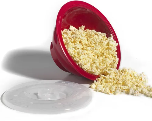 Miniatura 3 de Norpro Palomitas de maíz para microondas, 10.5 x 5 x 10.5 pulgadas, rojo, con tapa transparente
