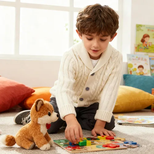 Miniatura 3 de Feidoog - Chamarra de punto con botones para bebés, suéter de ganchillo con cuello en V, suéter de punto para niños pequeños, patrón de punto