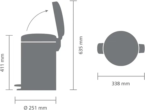 Miniatura 10 de Brabantia NewIcon - Cubo de basura con pedal de cierre suave para cocina, con cubo extraíble, 3.2 galones, azul soñado Azul (Dreamy Blue)