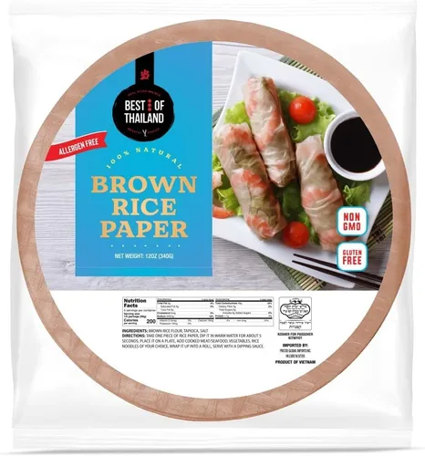 Best of Thailand [Redonda] Envolturas de papel de arroz integral 1 paquete | Perfectas para rollitos de primavera frescos y dumplings | Sin OGM, sin